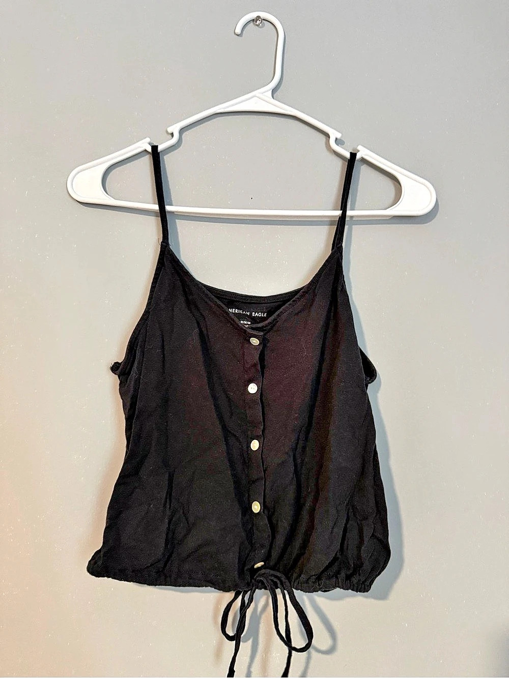 American Eagle Black Button Front Tank Top Size Medium